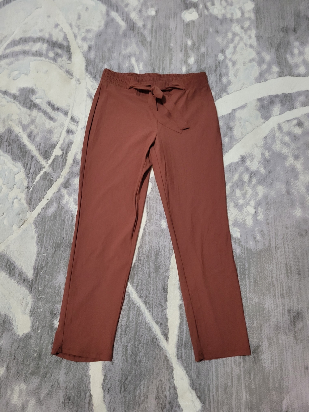 Retrology Tie-Waist Women Pants in Rust Brown Size M